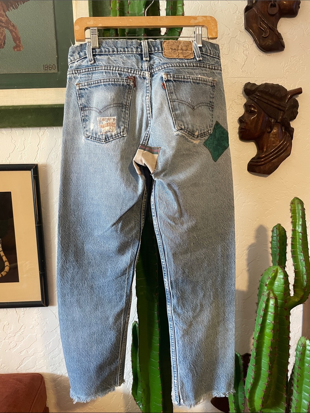 Vintage Orange Tab Patchwork Levi’s 34 x 31 - Picture 2 of 9
